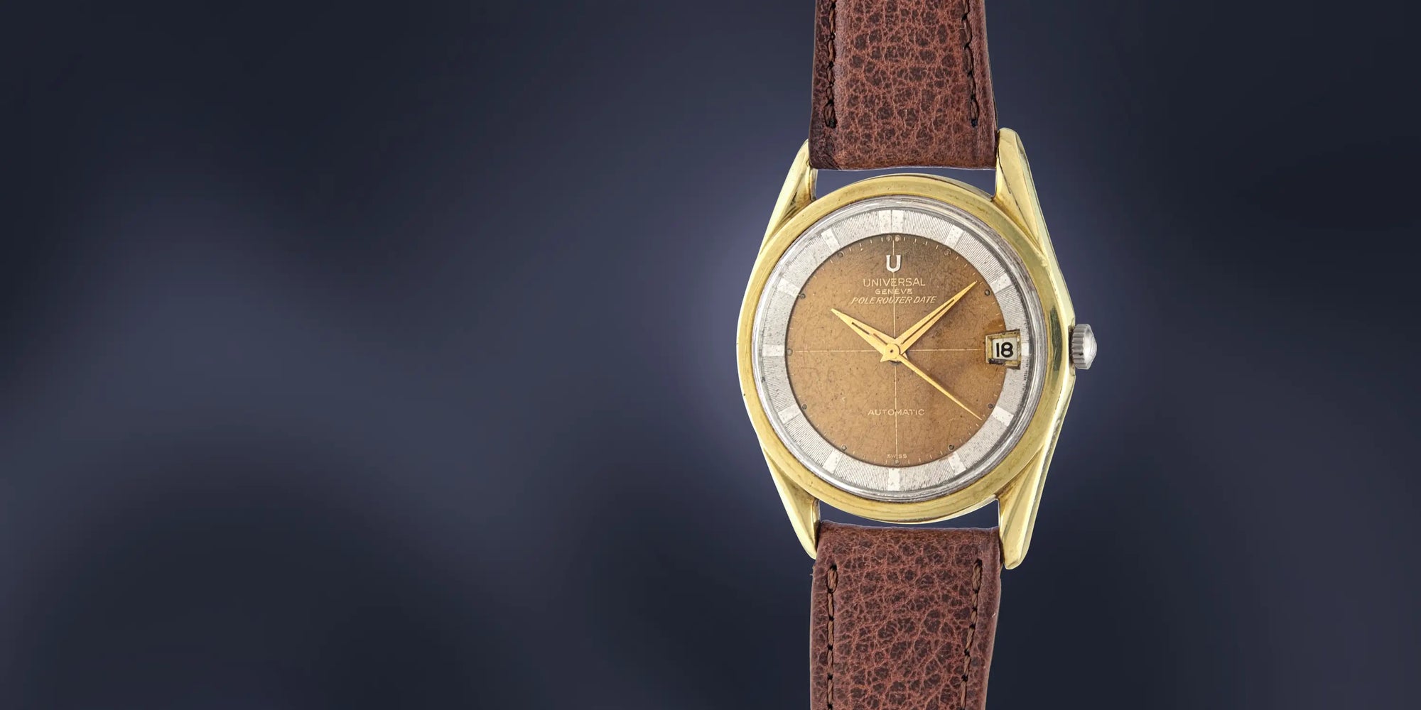 1960s Universal Genève Polerouter Microrotor Two Tone Gold and Steel Ref. 2046059 9 for sale on Vintage Watch Leader