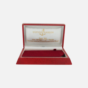1950s 1960s Ulysse Nardin watch box for sale for chronograph and time only on Vintage Watch Leader