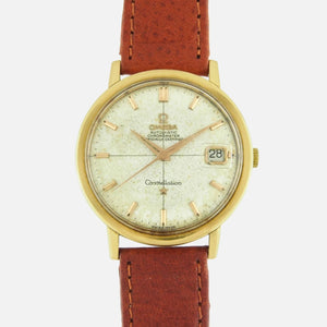 1964 Omega Vintage Chronometer Ref. 168.004 A rare and solid yellow gold 18Kt pre owned Constellation with crosshair dial for sale on Vintage Watch Leader