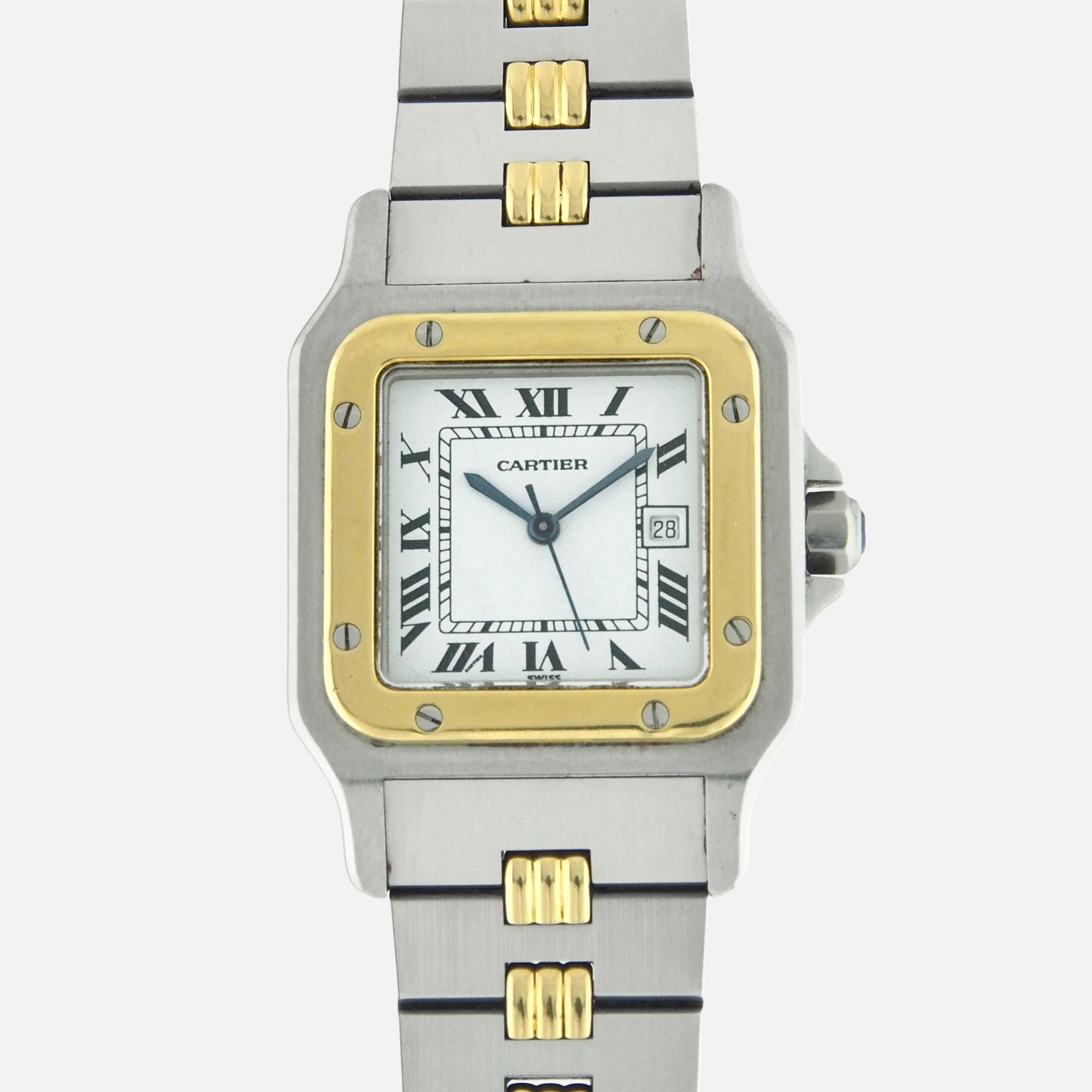 1980s Cartier Santos Ref. 2961 on Godron Bracelet - Vintage Watch 