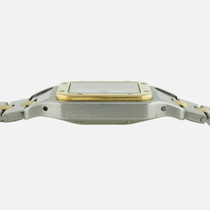 80s Pre Owned Cartier Santos Carree automatic watch reference 2961 in yellow gold and stainless steel bracelet two tone or sale on Vintage Watch Leader Shop with free shipping and warranty in great condition
