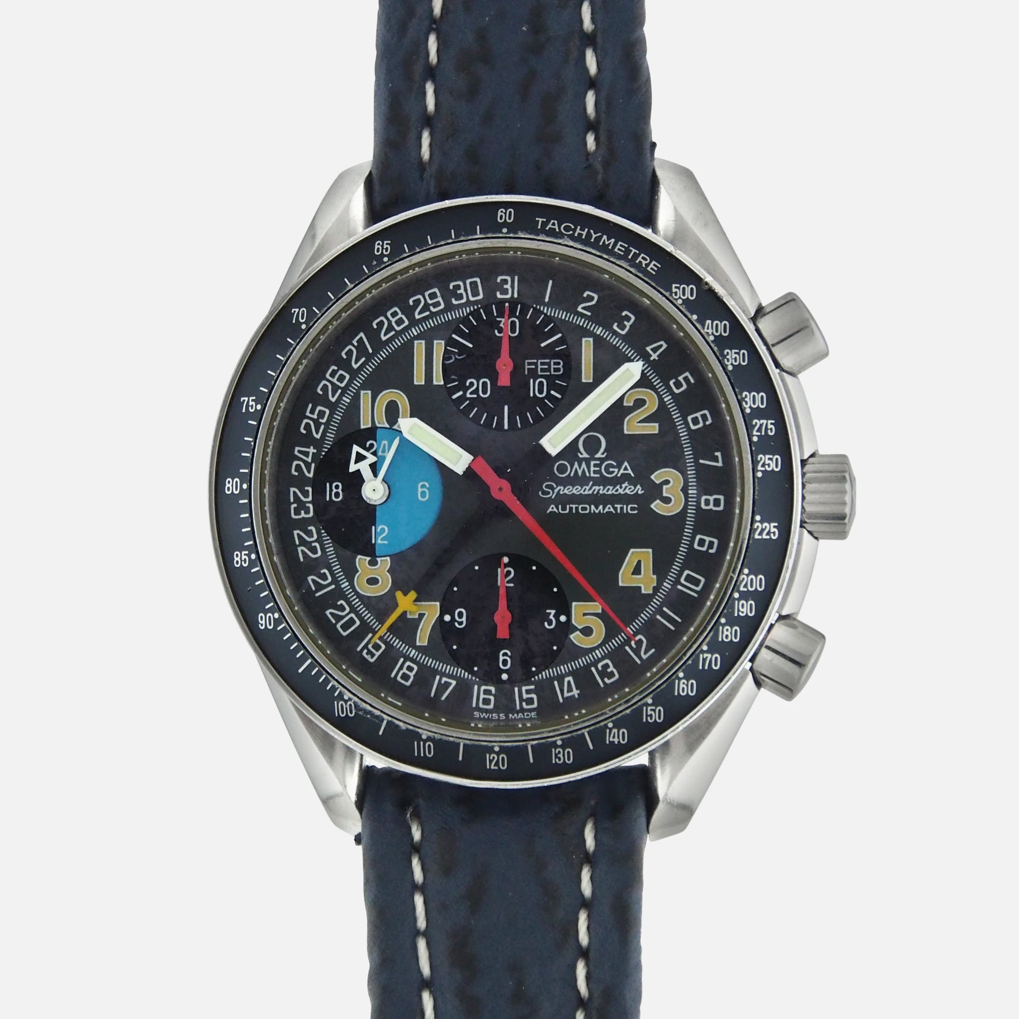 1990s Vintage Omega Speedmaster Schumacher MK40 Day-Date Ref. 3820.53.26 Triple Date Calendar Ref 175.0084 375.0084 Vintage Watch Leader