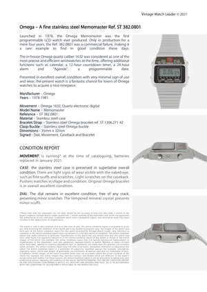 Condition Report - 1970s OMEGA Memomaster Ref. 382.0801 - Vintage Watch Leader