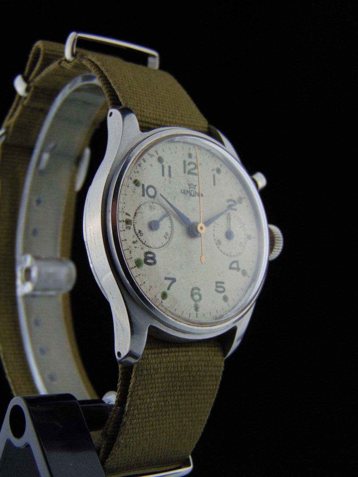 Lemania - HS9 A Fine and Rare Stainless Steel Military Chronograph with Signed Caseback - Vintage Watch Leader