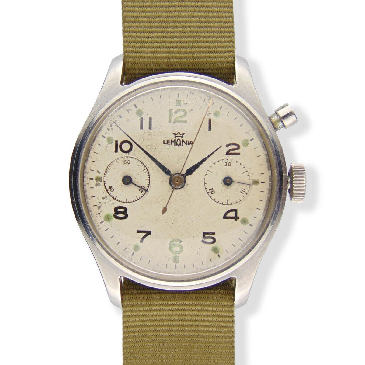 Lemania - HS9 A Fine and Rare Stainless Steel Military Chronograph with Signed Caseback - Vintage Watch Leader