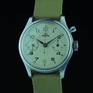 Lemania - HS9 A Fine and Rare Stainless Steel Military Chronograph with Signed Caseback - Vintage Watch Leader